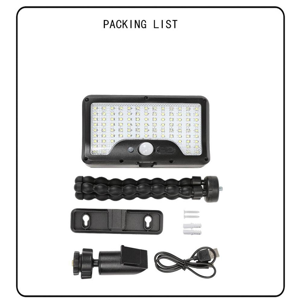 92 LED solar motion sensor light, waterproof solar floodlight for outdoor use, flexible octopus tripod, security clip-on fence lamp