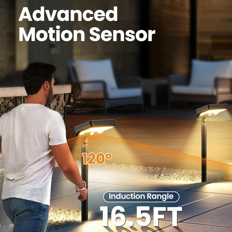 Solar Pathway Lights, 92 LEDs, Motion Sensor, Garden Light, Type‑C Rechargeable, Adjustable Angle, for Walkways, Driveways, Sidewalks, Patios