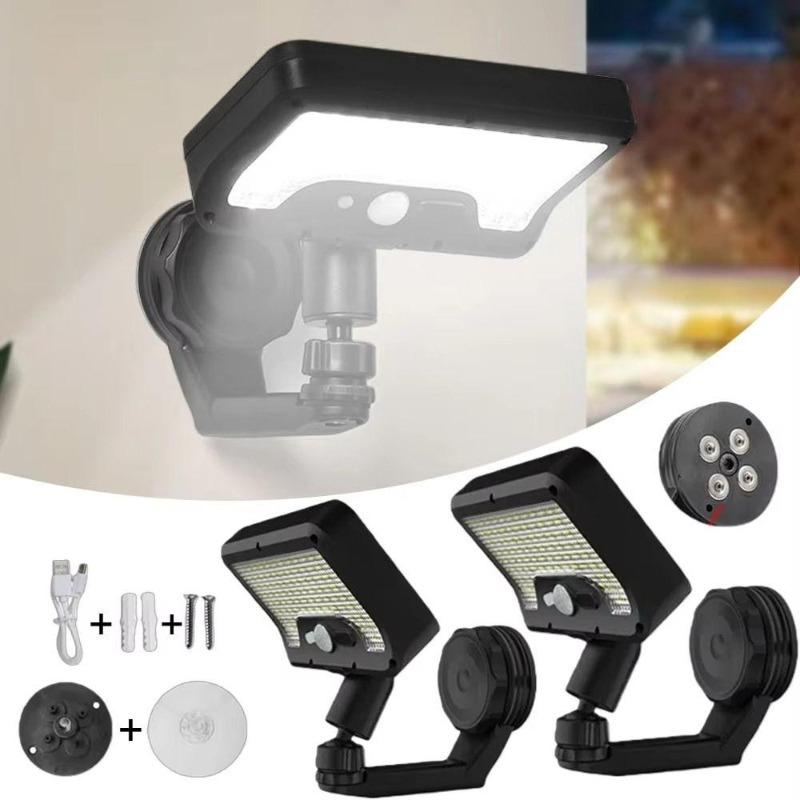 Solar Wall Light, 180° Foldable, 92 LEDs, Waterproof, Motion Sensor (Automatic On/Off), Magnetic Base