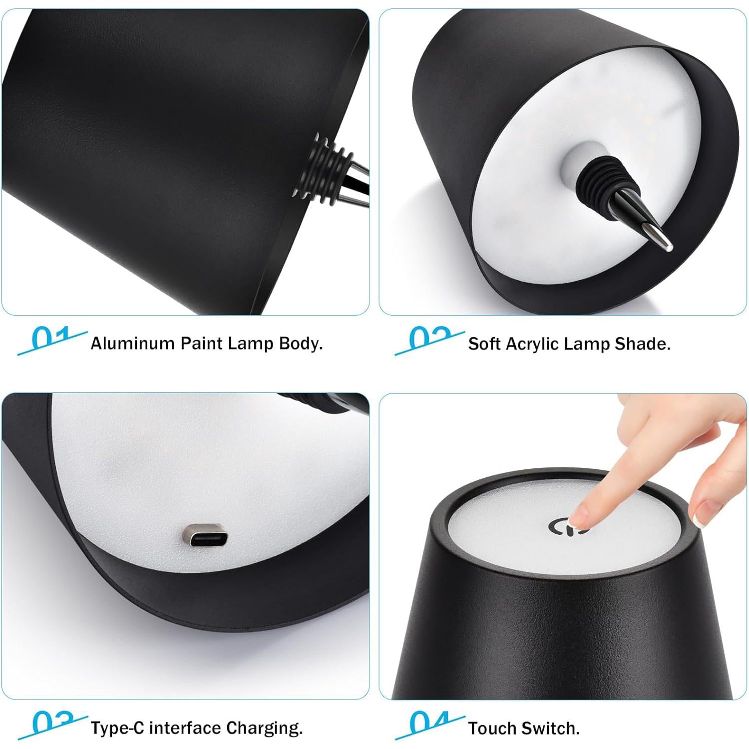 Wireless bottle lamp with three colors, touch control, and stepless dimming; fits wine bottles perfectly; replaces traditional wine corks