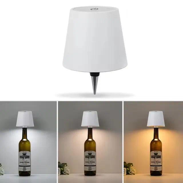 Wireless bottle lamp with three colors, touch control, and stepless dimming; fits wine bottles perfectly; replaces traditional wine corks