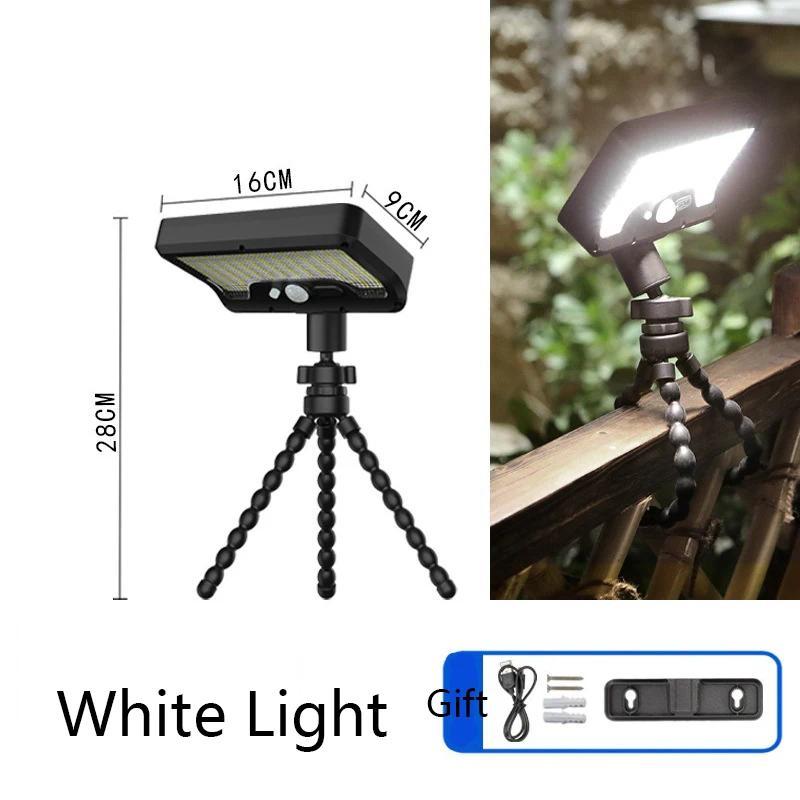 Solar Motion Sensor Lamp Octopus Tripod, 3 Modes, USB, 92 LEDs, Dual Solar Charging, IP65 Waterproof, Adjustable for Garden, Yard, Pathway