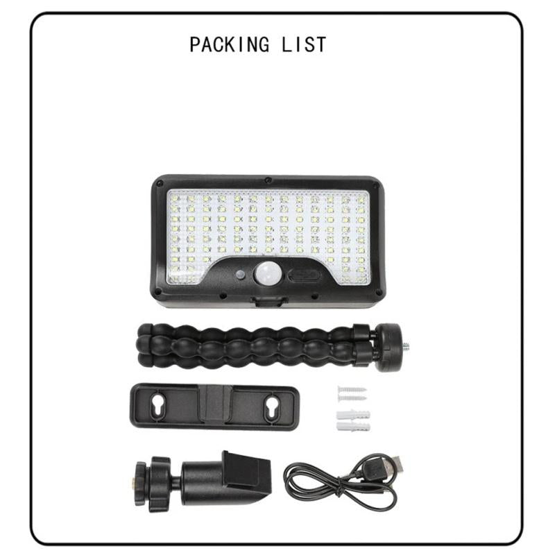 92 LED solar motion sensor light, waterproof solar floodlight for outdoor use, flexible octopus tripod, security clip-on fence lamp