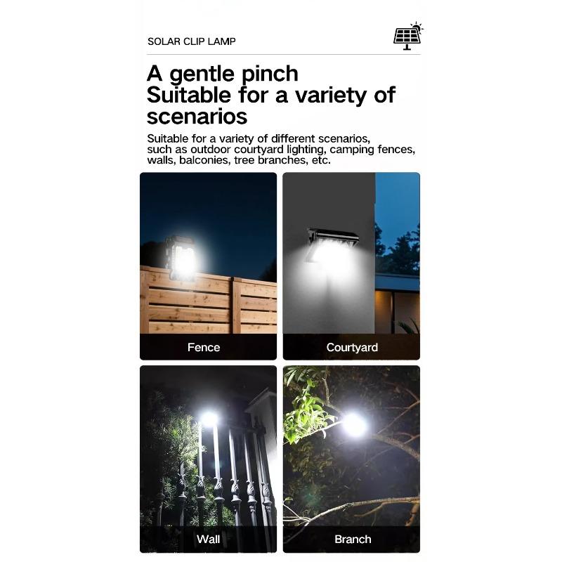 LED Solar Clamp on Motion Sensor Lights Waterproof Work Light for Outdoor Camping Lamp Fence Walls Garage Led Lamps