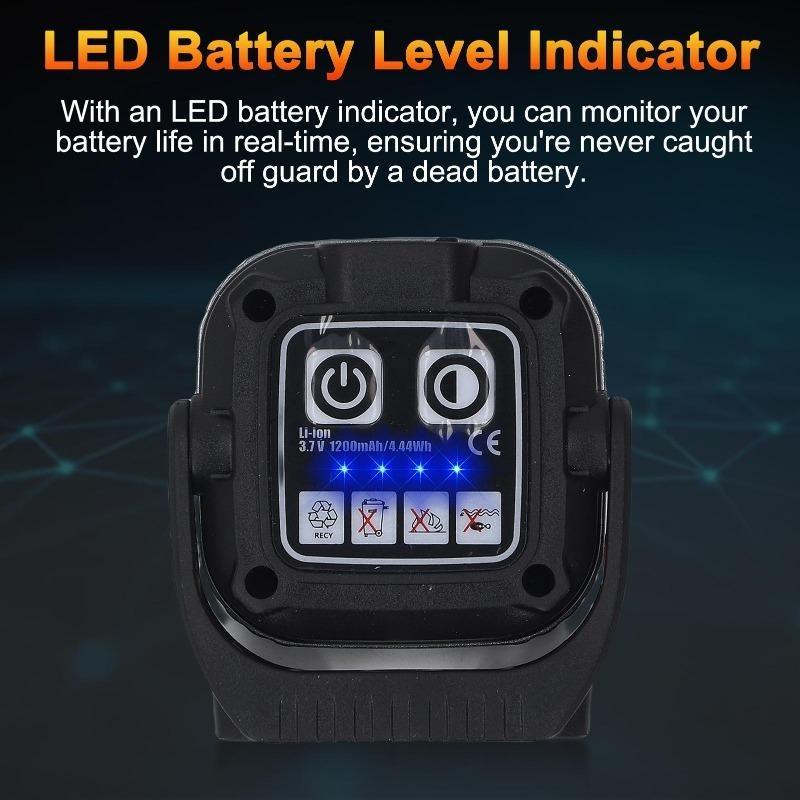 COB Magnetic Work Light, USB Rechargeable LED Camping Light – 8 Color Modes, 360° Rotation, Foldable & Portable