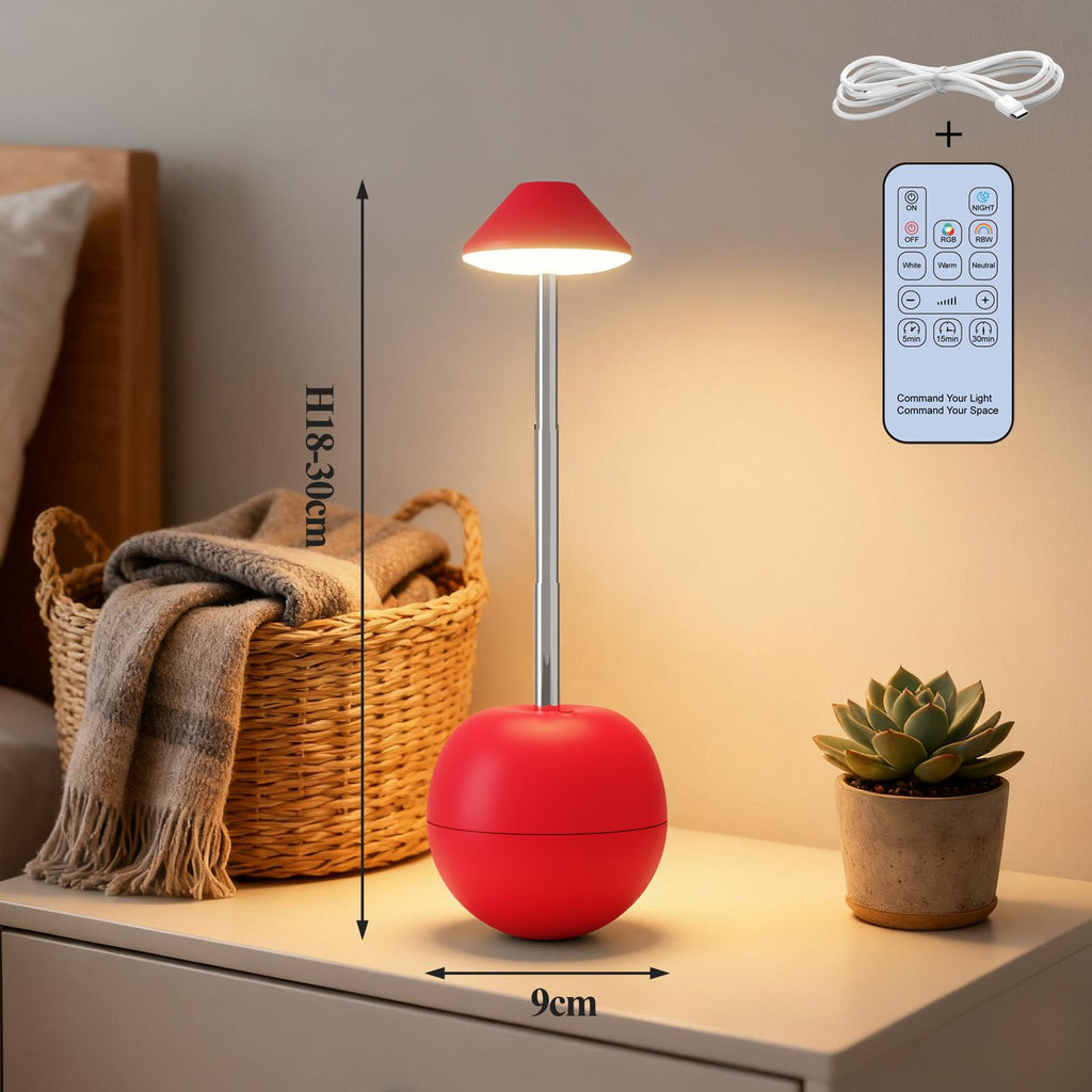 Creative rechargeable desk lamp in tumbler design with remote control, 7 colors, dimmable adjustable brightness for bedroom home