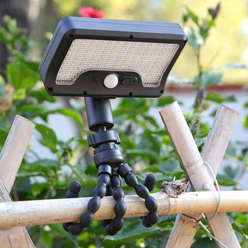 Outdoor Solar Light with Motion Sensor, 600 lm, 3 Color Modes, Flexible Tripod, Portable Waterproof Tent Light for Backyard