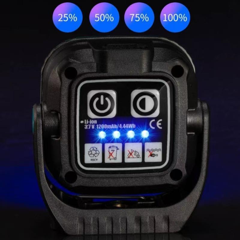 Magnetic Portable Work Light, Rechargeable LED Spotlight, Car Repair Light, Multi-Function Travel Light
