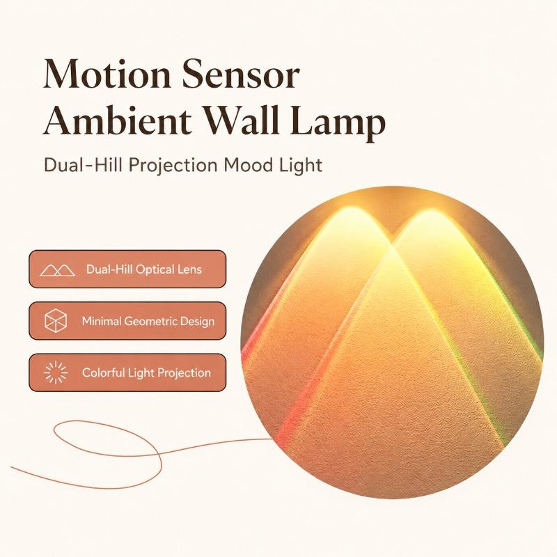 RGB Full Colour Human Sensor Ambient Wall Light No Drill Magnetic Installation Three Colour Temperature Remote Controlled Rechargeable Model Bedroom Hallway Corridor Decoration
