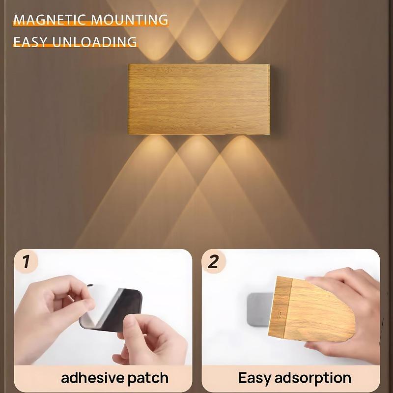 Rechargeable LED wall lamp (CCT/RGB), magnetic touch control, wireless, adjustable brightness (up/down); bedside side light