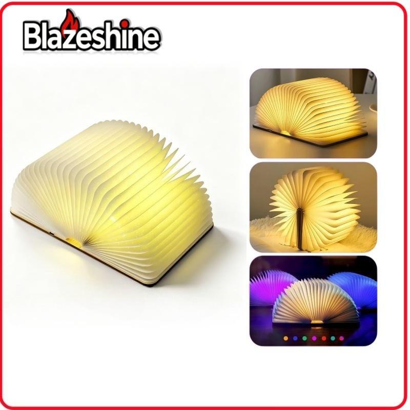 LED foldable book light, creative wooden luminous book for children, birthday/holiday/Christmas gift, rechargeable night lamp
