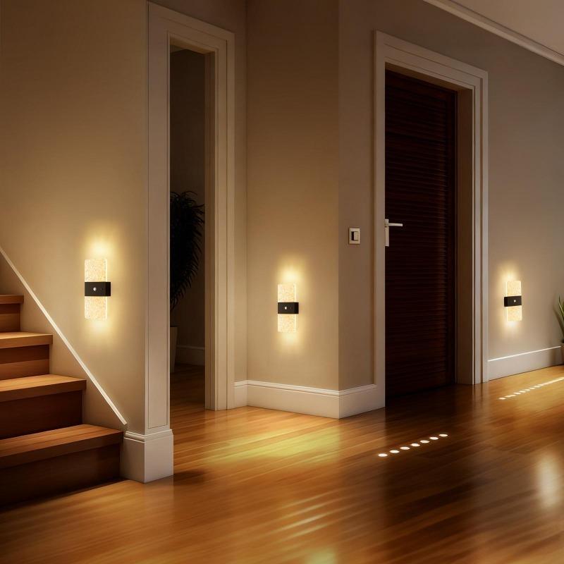 Magnetic LED wall light with human body sensor, bedside side light, rechargeable night light