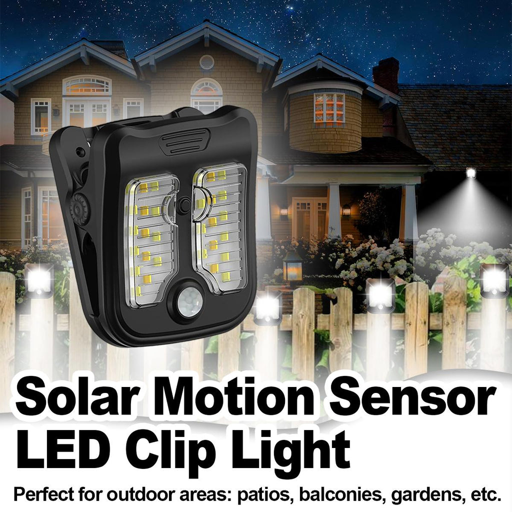 Solar clip LED light for outdoor gardens with sensor clip light, portable rechargeable waterproof camping courtyard light