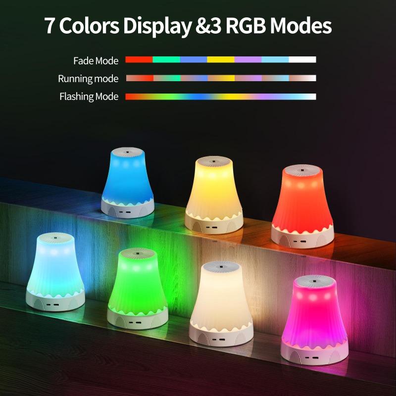 LED Table Lamp with RGB Sensing, Adjustable Brightness Night Light, Rechargeable, Bedroom Decoration
