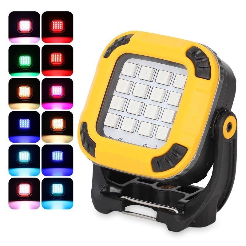 COB Magnetic Work Light, USB Rechargeable LED Camping Light – 8 Color Modes, 360° Rotation, Foldable & Portable