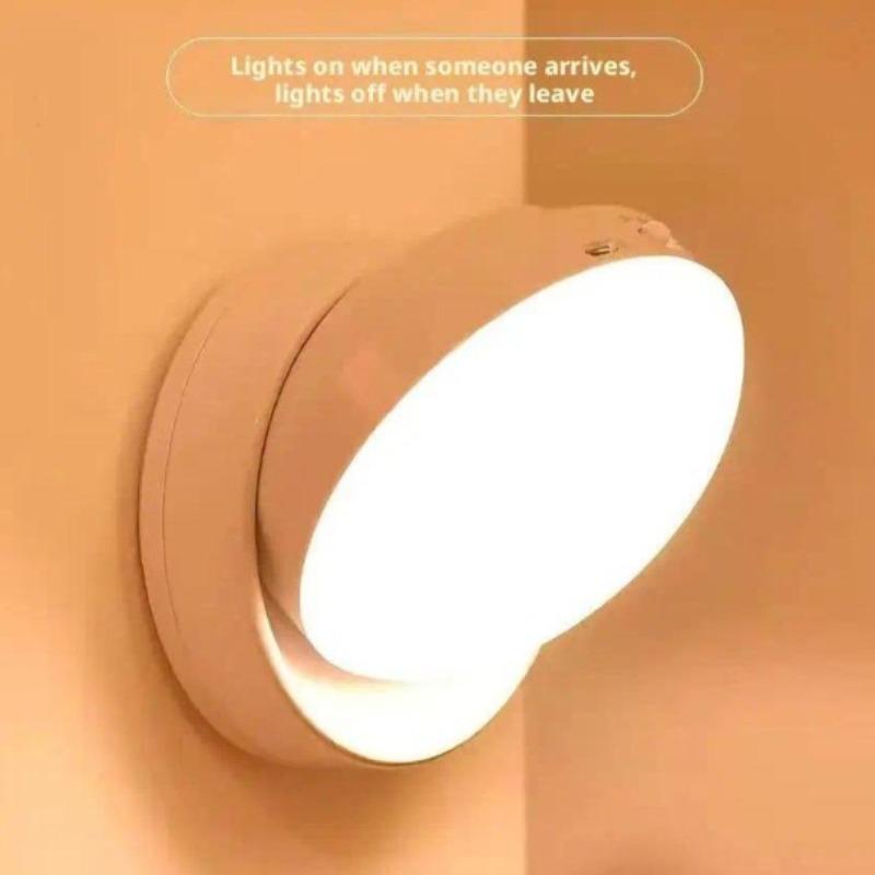 Magnetic rotating motion sensor wall lamp, rechargeable night light for corridor and stairs, decorative wall lighting