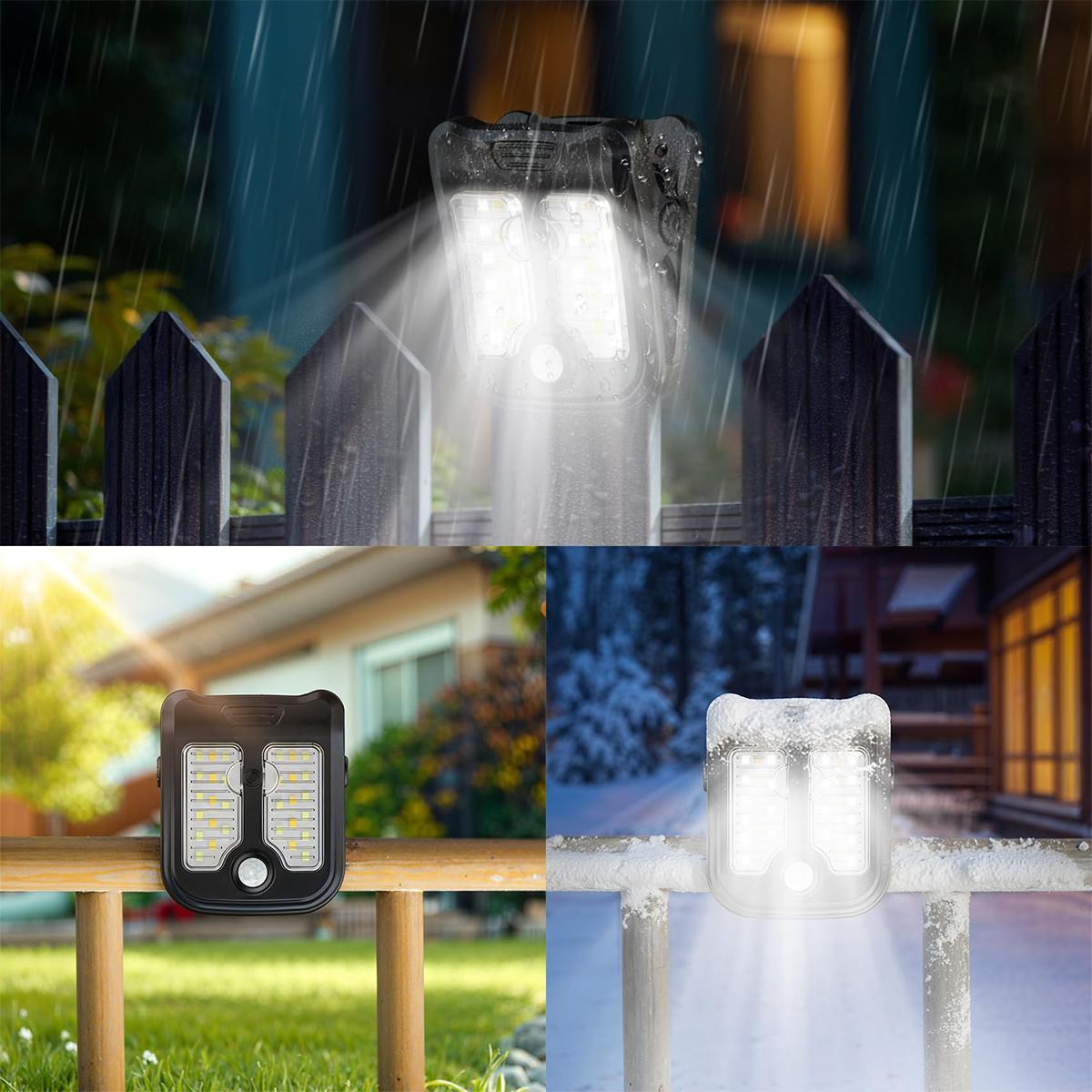 Solar Clip LED Light with Motion Sensor for Walls, Outdoor Waterproof Lighting, Portable Camping Garden Lamp