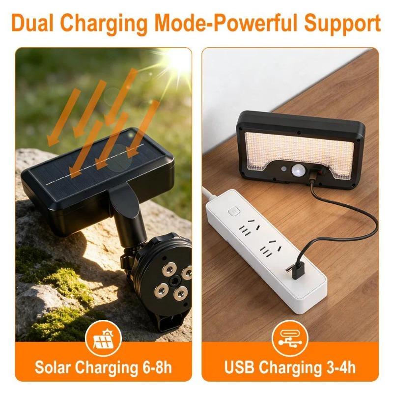 Solar Clip Light for Tent/Garden, Dual Use, 92 LEDs, 360° Adjustable, Foldable, Waterproof Wall Light