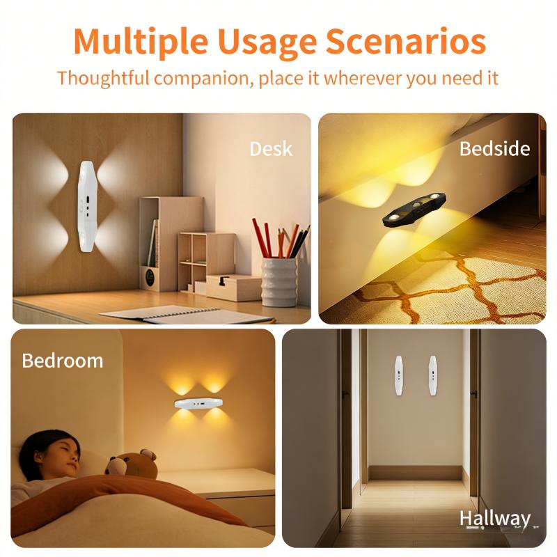 LED wall light with automatic detection, magnetic RGB stair light, rechargeable cabinet light