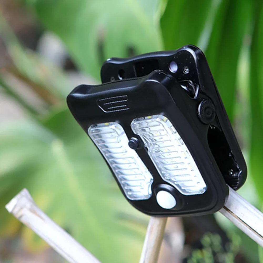 LED Solar Clip Light, Outdoor Waterproof, Motion Sensor, Rechargeable Camping Lamp for Garden Landscape Wall Decoration
