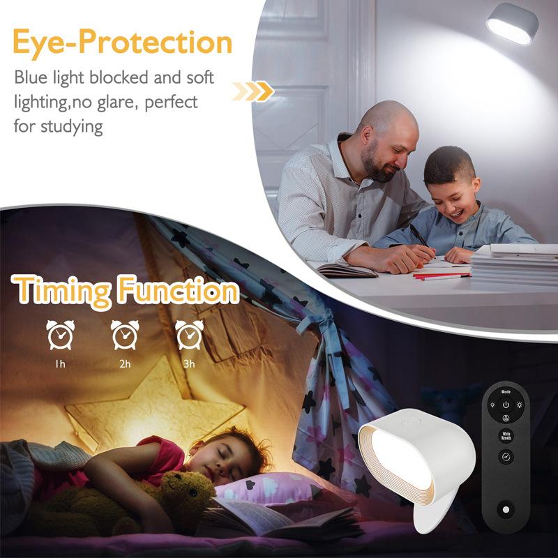 Wireless Magnetic LED Wall Light with Remote Control, Rechargeable, 360° Rotatable RGB Night Light