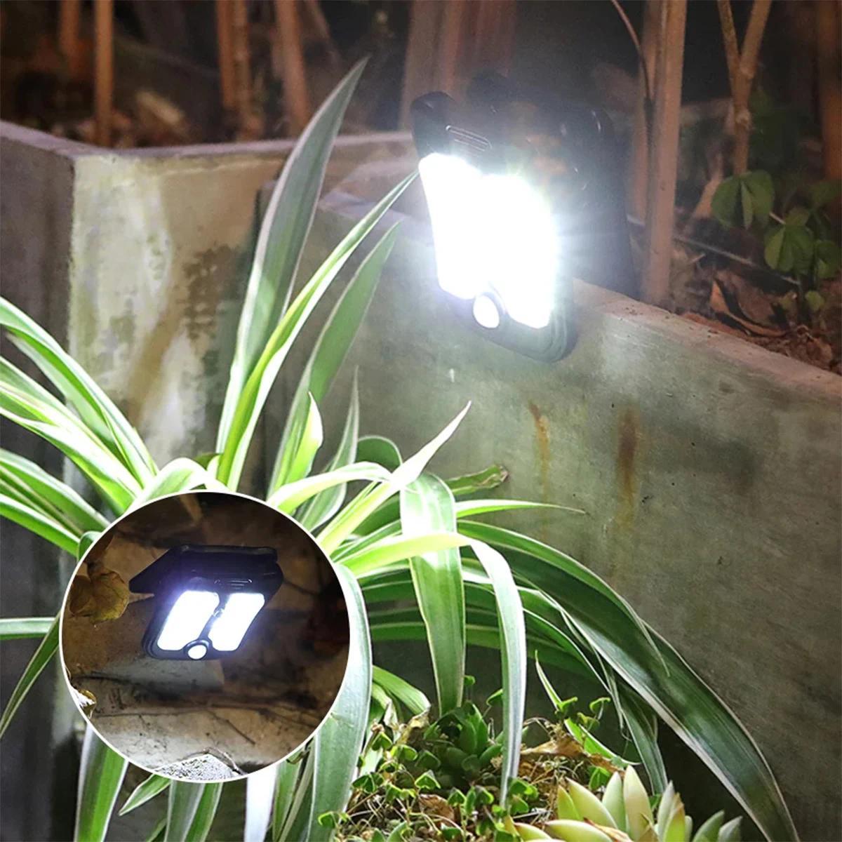 Solar clip LED light for outdoor gardens with sensor clip light, portable rechargeable waterproof camping courtyard light