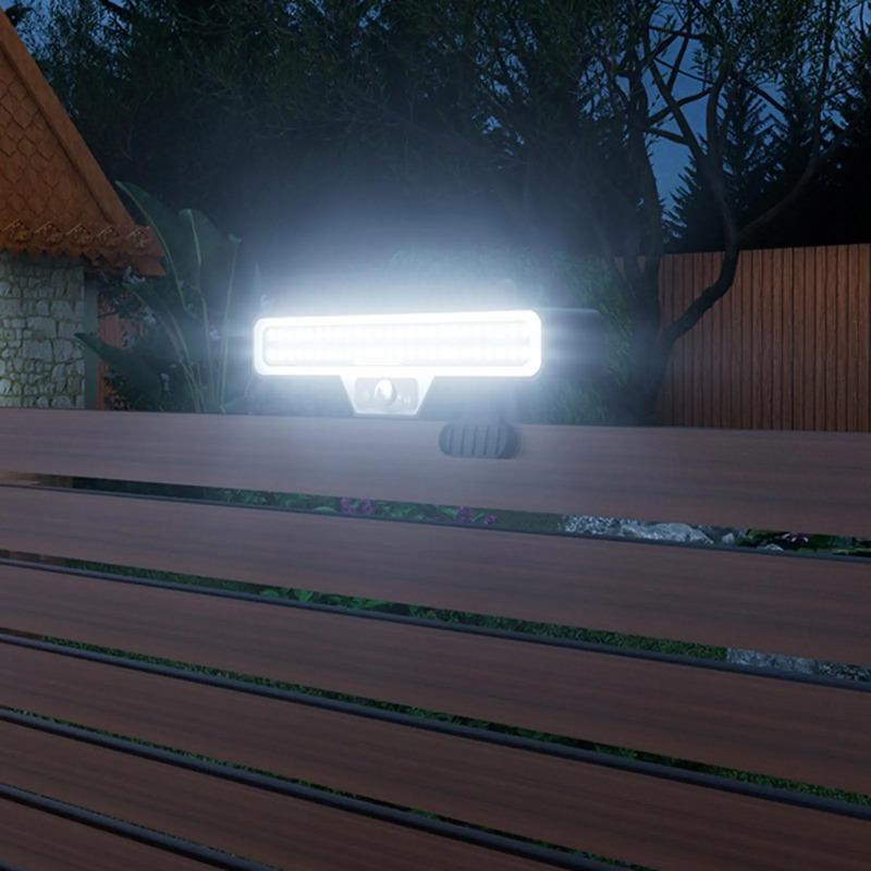 Solar light with motion sensor, 3 lighting modes, with stand; solar-powered tent lights for patio, porch, camping, picnic, garage, driveway