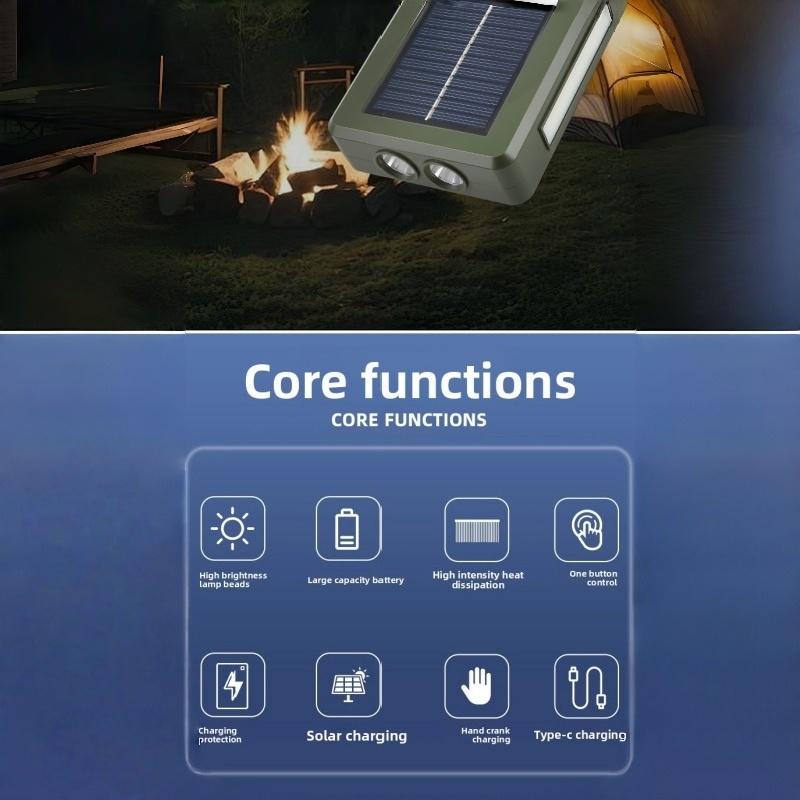 Solar charging outdoor lighting — powerful flashlight, household emergency light, portable mobile camping lamp (LED)