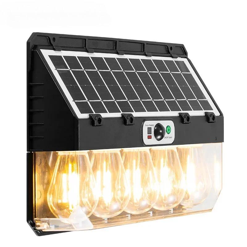 Outdoor Solar Wall Lamp, Three Modes, Tungsten Filament Lamp, IP65 Waterproof, Inductive Lighting, Household Light, Garden Wall Light