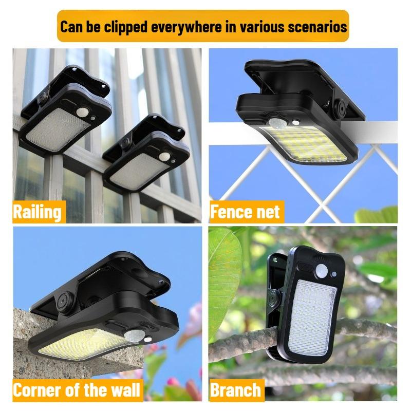 Solar Clip Light, Motion Sensor Light, Garden Light, Outdoor Wall Light, Camping Light, Auxiliary Light