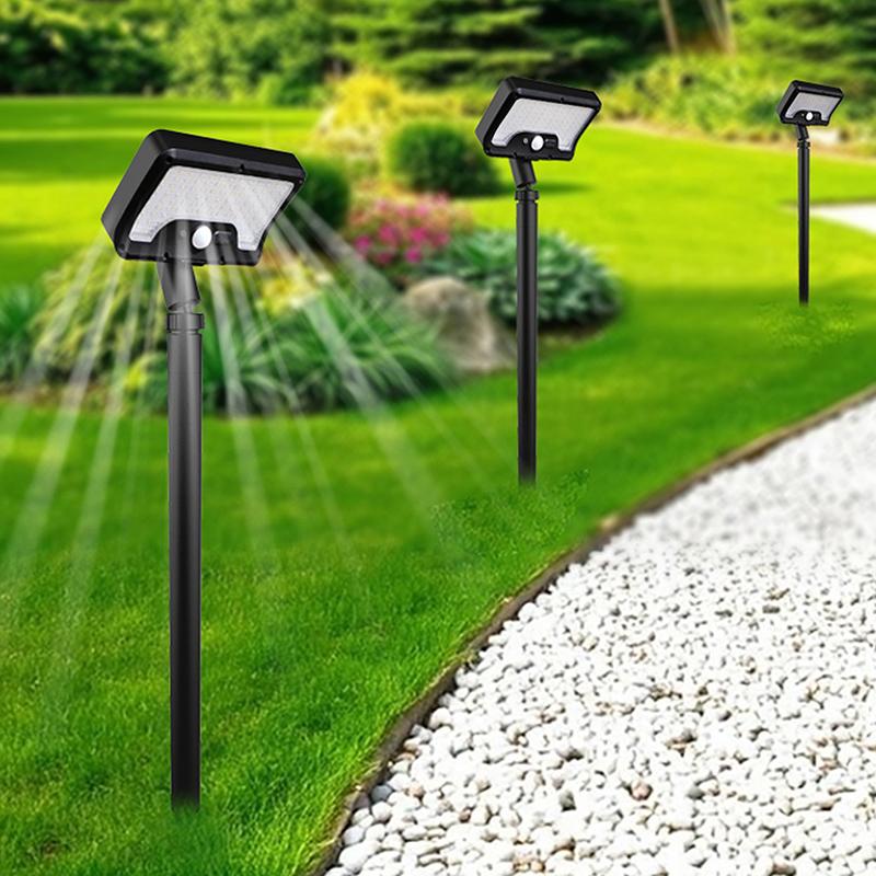 Solar motion sensor garden light, 5–6 m detection range, 360° rotatable lamp, 4 lighting modes, weatherproof lighting, for outdoor use