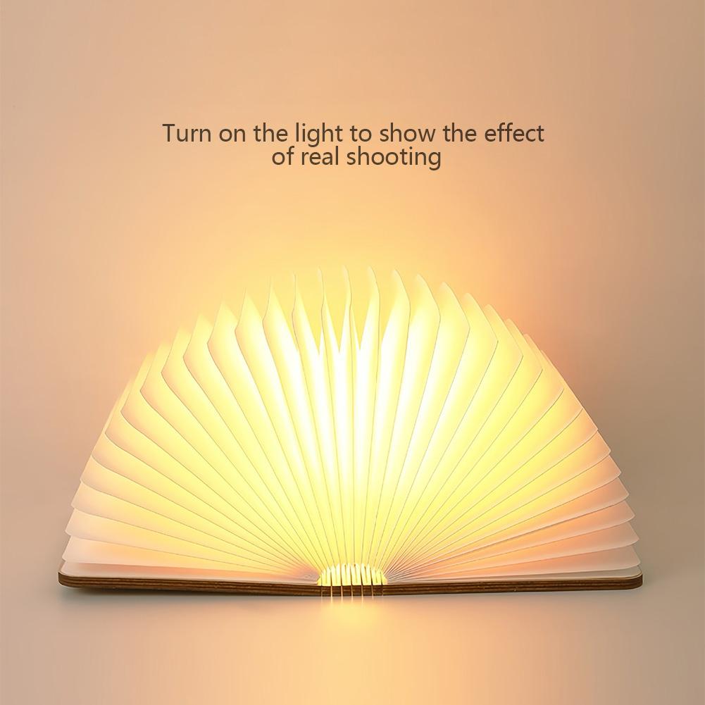 LED foldable book light, creative wooden luminous book for children, birthday/holiday/Christmas gift, rechargeable night lamp