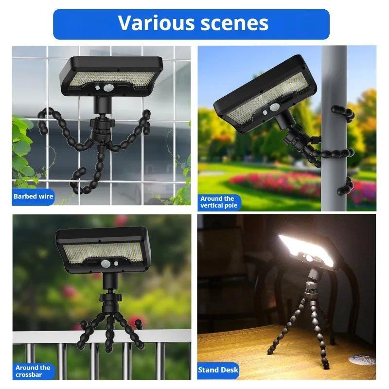 92 LED Motion Sensor Solar Light Octopus Tripod, 3 Modes, USB Adjustable, Solar Charging, IP65 Waterproof, for Garden/Yard Pathways