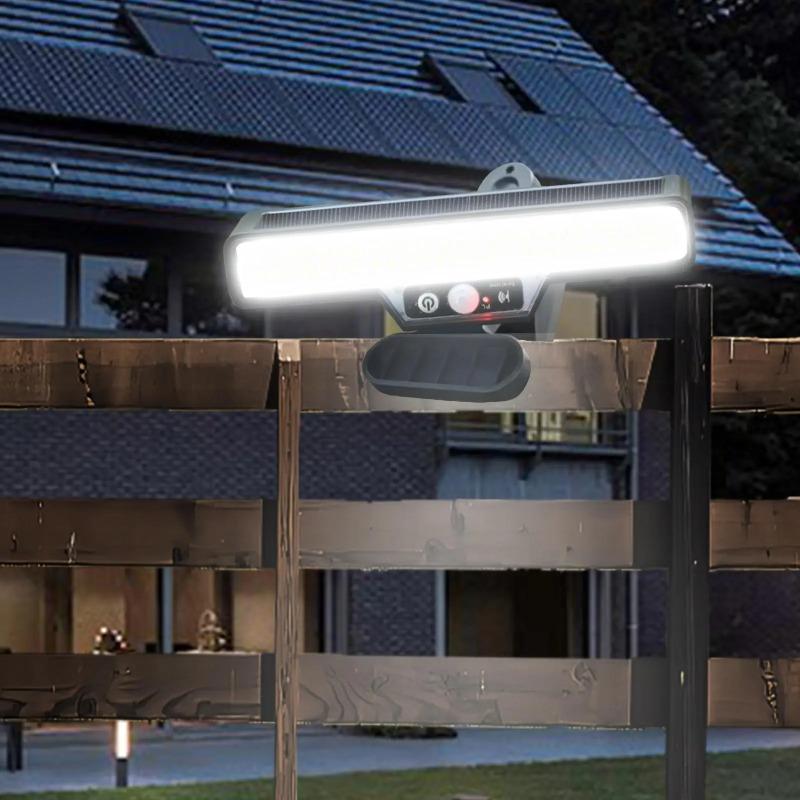 Solar light with motion sensor, 3 lighting modes, with stand; solar-powered tent lights for patio, porch, camping, picnic, garage, driveway