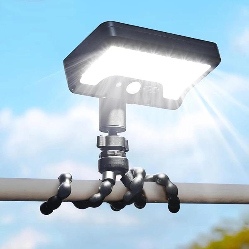 Solar Motion Sensor Light, 92 LEDs, Octopus Tripod, Dual Solar Charging via USB, IP65 Waterproof, Adjustable for Garden, Yard, Pathways