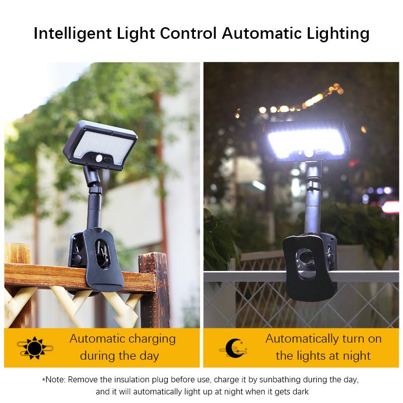 92-LED solar clip-on motion sensor lights, LED street light, IP65 waterproof wall lamp, for camping, garden, yard, tent, patio, outdoor